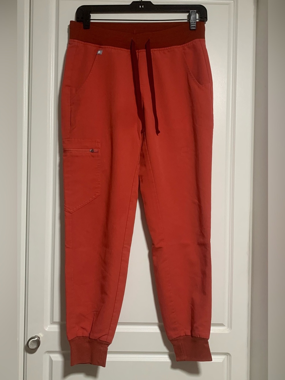 Figs Scrub Set in Coral Red with Zamora Jogger XSP & Rafael Top XXS